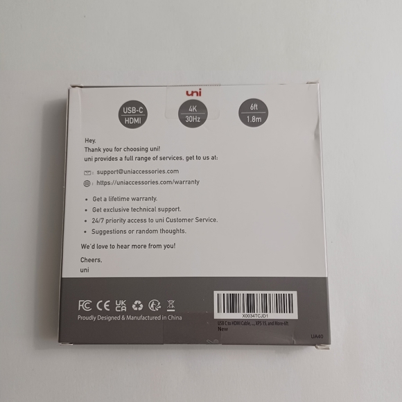 UNI NEW USB-C To HDMI Cable With Box -4K -6 Feet -XPS 15 - Picture 2 of 7